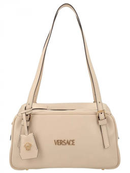 Versace - Beige Logo Large Shoulder Bag