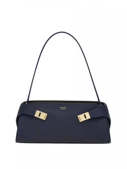 Ferragamo - Navy Blue Hug Large Shoulder Bag