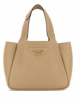 PRADA - Beige Caramel Logo Small Tote Bag