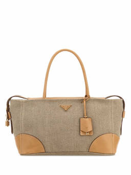 PRADA - Rope/Natural Logo Top Zip Large Tote Bag