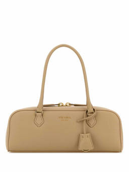 PRADA - Sand Beige Logo Medium Shoulder Bag