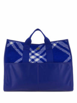 Burberry - Blue check-pattern Tote Bag