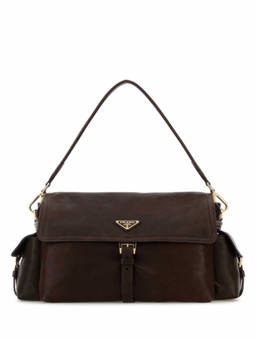 PRADA - Dark Brown Logo Shoulder Bag