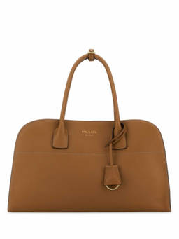 PRADA - Brown Logo Medium Tote Bag
