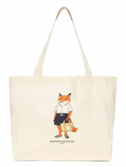 Maison Kitsune - Beige Dressed Fox Large Tote Bag