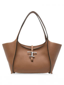 TOD'S - Brown T-Timeless Top Zip Large Tote Bag