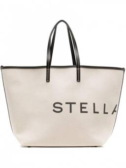 Stella McCartney - Beige Logo Canvas Tote Bag