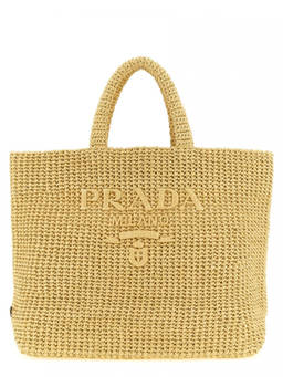 PRADA - Natural Logo Large Tote Bag