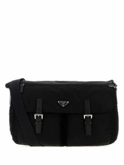 PRADA - Black Logo Large Messenger Bag