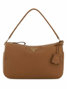 PRADA - Brown Logo Medium Shoulder Bag