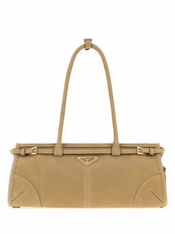 PRADA - Beige Logo Large Shoulder Bag
