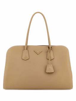 PRADA - Beige Logo Large Shoulder Bag