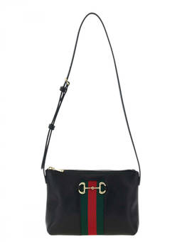 Gucci - Black Horsebit Web Small Shoulder Bag