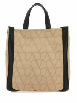 Valentino Garavani - Beige V Logo Jacquard Tote Bag