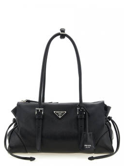 PRADA - Black Logo Large Shoulder Bag
