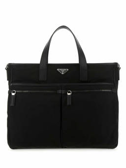 PRADA - Black Re Nylon Top Zip Tote Bag