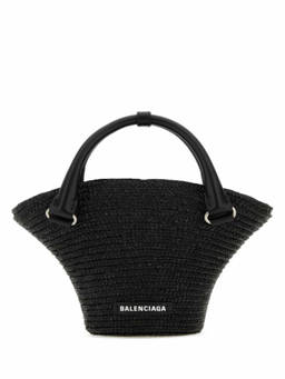 Balenciaga - Black Braided Raffia Mini Tote Bag