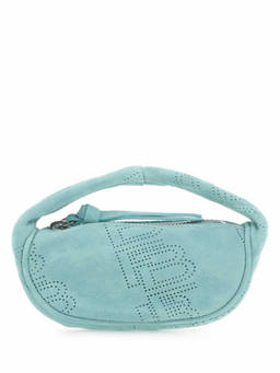 BY FAR - Sea green suede micro Cush handbag