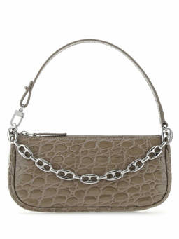 BY FAR - Dove Grey Leather Mini Rachel Shoulder Bag
