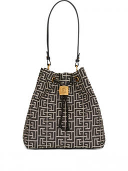 BALMAIN - Black Pulse monogram jacquard backpack