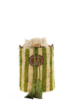 Valentino Garavani - Natural/Green VLogo Small Bucket Bag