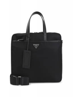 PRADA - Black Logo Large Briefcase Bag