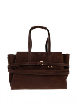 Moschino - Dark Brown Tie Me Top Zip Large Tote Bag