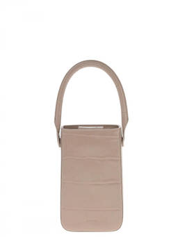 BY FAR - Beige Logo Mini Bucket Bag