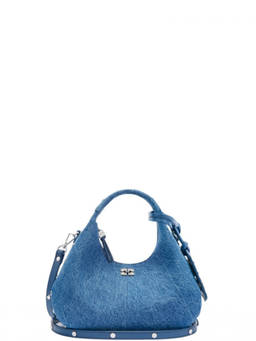 Ganni - Denim Logo Mini Hobo