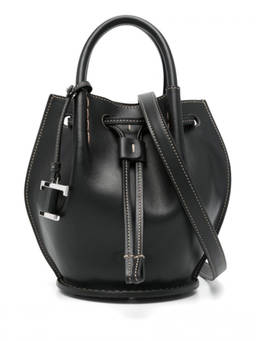 TOD'S - Black logo-charm mini bucket bag