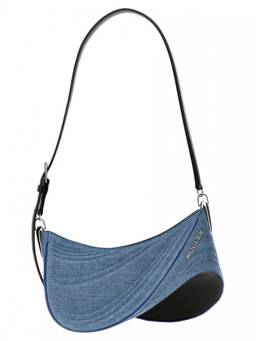 Mugler - Blue Medium Denim Spiral Curve 01 Shoulder Bag