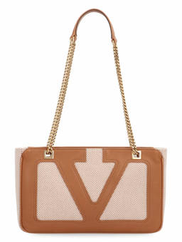Valentino Garavani - Brown Viva Top Zip Small Tote Bag