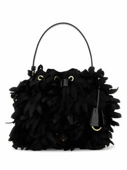 PRADA - Black Embellished Satin Mini Bucket Bag