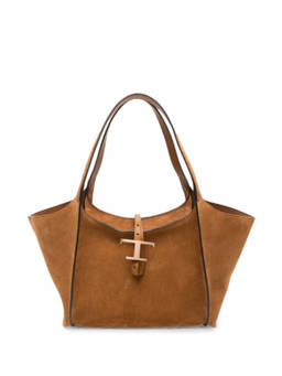 TOD'S - Brown T-Timeless Top Zip Small Tote Bag