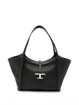 TOD'S - Black T-Timeless Top Zip Small Tote Bag