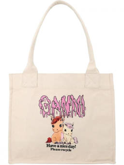 Ganni - White Pony Printed Large Tote Bag
