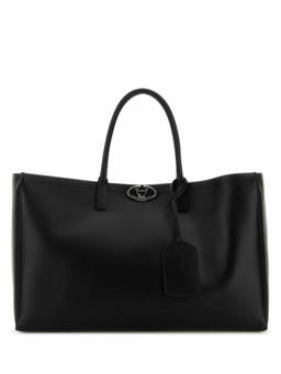 Valentino Garavani - Black Leather Vlogo Tote Bag