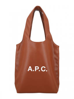 A.P.C. - Brown Small Ninon Logo Print Tote Bag