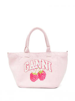 Ganni - White Raspberry Print Large Tote Bag