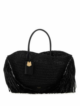 Ferragamo - Black Raffia Tote Bag