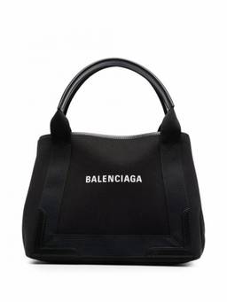 Balenciaga - Black Navy Cabas Small Canvas Tote Bag