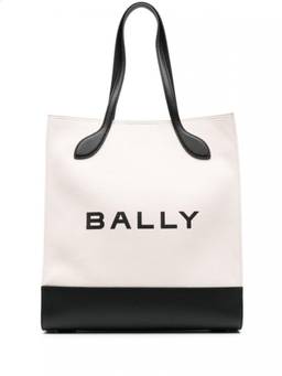 BALLY - White/Black Bar Keep On Fabric Tote Bag