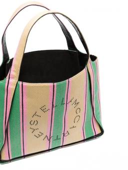 Stella McCartney - Stella Logo Striped Raffia Tote Bag