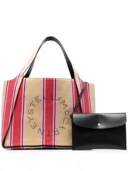 Stella McCartney - Stella Logo striped raffia Tote Bag