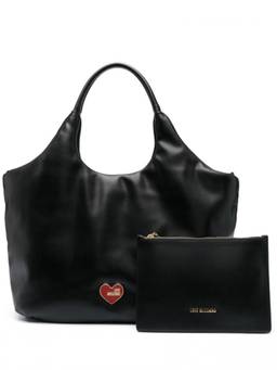Love Moschino - Black Heart Logo Top Zip Large Tote Bag