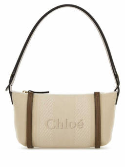 Chloe - Beige Logo Jacquard Shoulder Bag