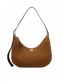 Ganni - Brown Logo Large Shoulder Bag