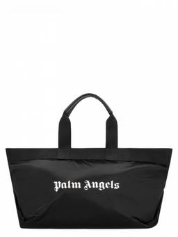 Palm Angels - Black Logo Top Zip Large Tote Bag
