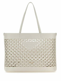 PRADA - White Leather Tote Bag