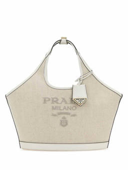 PRADA - Sand Logo Print Medium Tote Bag